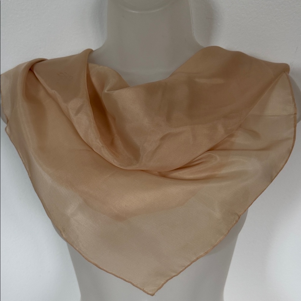 VTG Elegant Cream Silk Scarf Hand rolled.